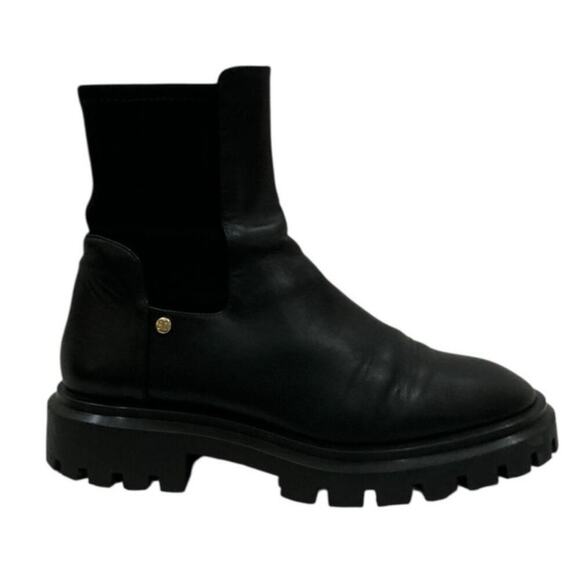Stuart Weitzman Ultra Lug City Leather Bootie Black Size 8 Excellent Condition - Picture 2 of 12